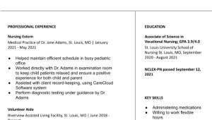 Recent Graduate Vocational Nurse Summary Resume Samples Non License Licensed Vocational Nurse (lvn) Resume Examples In 2022 …