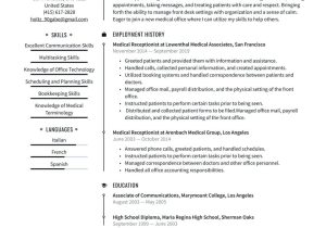 Recepcionist or Medical assistant Resume Sample Medical Receptionist Resume Examples & Writing Tips 2022 (free Guide)