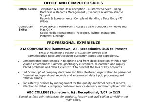 Receptionist Job Description Sample On Resume Receptionist Resume Monster.com