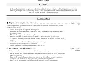 Receptionist Resume Sample with No Experience Receptionist Resume Example & Writing Guide 12 Samples Pdf 2020