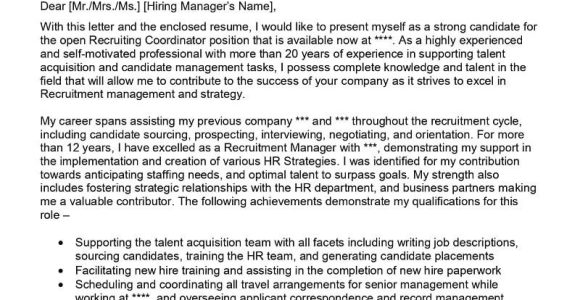 Recruiting Coordinator Resume Cover Letter Sample Resumesample Resume Recruiting Coordinator Cover Letter Examples – Qwikresume