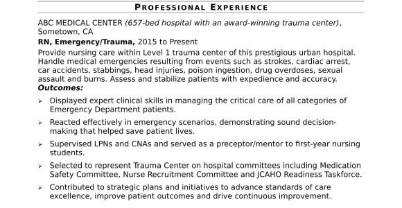 Registered Nurse Resume Sample format Level 1 Trauma Hospital Nurse Resume Sample Monster.com