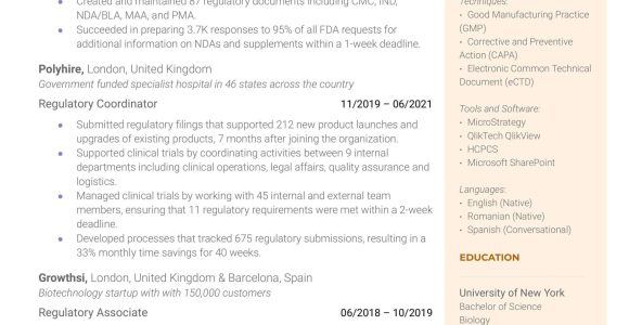 Regulatory Affairs Quality assurance Resume Samples 3 Regulatory Affairs Resume Examples for 2022 Resume Worded