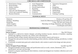 Related Skills Of A Interior Decorator Resume Samples Professional Resume Sample for Senior Interior Designer Resumegets