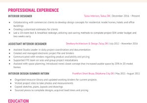 Related Skills Of An Entry Level Interior Decorator Resume Samples Interior Design Resume Examples In 2022 – Resumebuilder.com