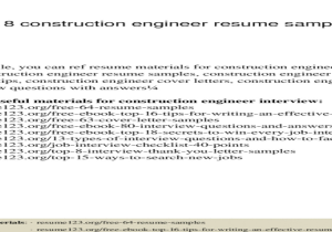 Resume 123 org Free 64 Resume Samples top 8 Construction Engineer Resume Samples [pptx Powerpoint]