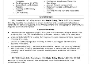 Resume for Data Entry Position Sample Data Entry Resume Monster.com