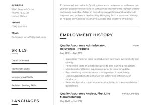 Resume for Qa In State Projects Sample Quality assurance Resume Example & Writing Guide Â· Resume.io