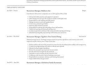 Resume for Restaurant General Manager Sample Restaurant Manager Resume & Writing Guide  12 Examples 2020
