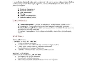 Resume format Sample for Restaurant Jobs Restaurant Resume