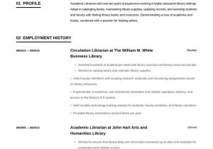 Resume Sample for A Part Time Circulation Library Job Academic Librarian Resume Example & Writing Guide Â· Resume.io