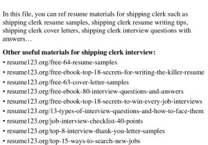 Resume Sample for A Shipping Clerk top 8 Shipping Clerk Resume Samples