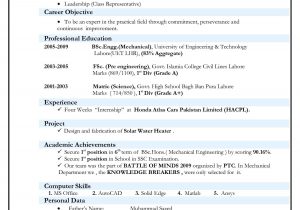 Resume Sample for Agricultural Engineering Freshers Engineering