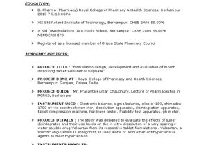 Resume Sample for B Pharm Fresher B-pharm Fresher Resume Pdf Tablet (pharmacy) Pharmacology