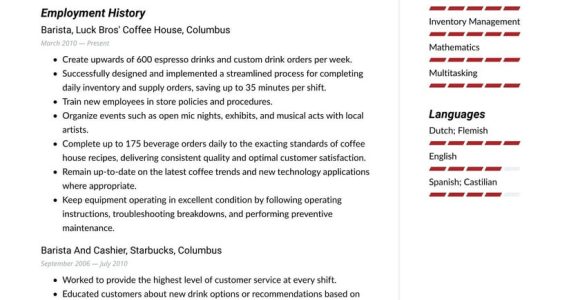 Resume Sample for Barista with Experience Barista Resume Examples & Writing Tips 2022 (free Guide) Â· Resume.io