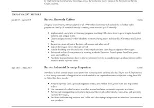 Resume Sample for Barista with Experience Barista Resume & Writing Guide 18 Templates 2022