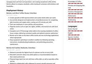 Resume Sample for Barista with No Experience Barista Resume Examples & Writing Tips 2022 (free Guide) Â· Resume.io