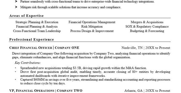 Resume Sample for Chief Accounting Officer Cfo Resume Example Monster.com