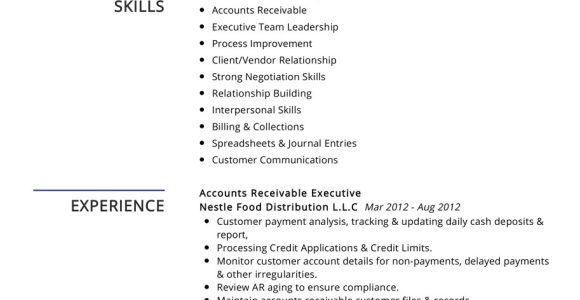 Resume Sample for Contract Accounts Receivable Accounts Receivable Resume Example 2022 Writing Tips – Resumekraft