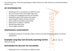 Resume Sample for Day Care Teacher Child Care / Teacher Design 209 – Select Resumes