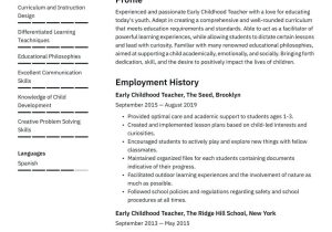 Resume Sample for Day Care Teacher Early Childhood Educator Resume Example & Writing Guide Â· Resume.io