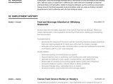Resume Sample for Food and Beverage Service 22 Food & Beverage attendant Resume Samples Free