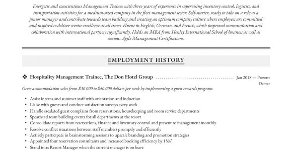 Resume Sample for Management Trainee Position Management Resume & Writing Guide  12 Examples 2020
