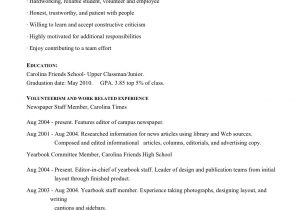 Resume Sample for Senior High School Students High School Senior RÃ©sumÃ© – for College or Job Seeking – Plf …