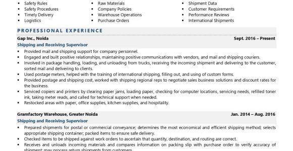 Resume Sample for Shipping and Receiving Manager Shipping and Receiving Supervisor Resume Examples & Template (with …