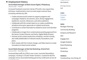 Resume Sample for social Media Manager social Media Manager Resume & Guide  20 Templates