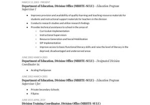 Resume Sample for Teachers In Philippines Cv Deped Sample Pdf Teachers Classroom