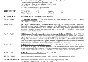 Resume Sample for the Air force Airline Pilot Hiring – Example Resume