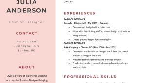 Resume Sample for University Application Fashion Design Free Fashion Designer Resume Template Fashion Designer Resume …