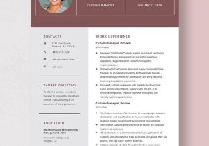 Resume Sample format for Customs Broker Free Free Customs Manager Resume Template – Word, Apple Pages