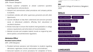 Resume Sample From An Admissions Officer Sample Resume Of Admissions Officer with Template & Writing Guide …