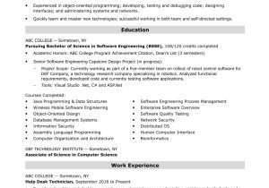 Resume Sample Many Years software Engineer Various Entry-level software Engineer Resume Sample Monster.com