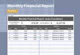 Resume Sample Monthly Excel Spreadsheets Revenue Excel Of Monthly Financial Report.xlsx Wps Free Templates