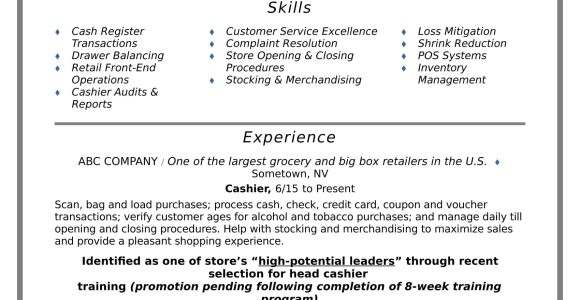 Resume Samples for Cash Handling for Servers Cashier Resume Sample Monster.com