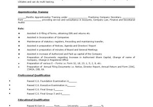 Resume Samples for Company Secretary Students 33 Sample Resume for Cs Management Trainee Pdf Business