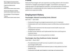 Resume Samples for Conducting Psychology Tests Paychologist Resume Example & Writing Guide Â· Resume.io