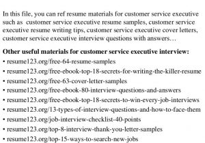 Resume Samples for Customer Service Executive top 8 Customer Service Executive Resume Samples