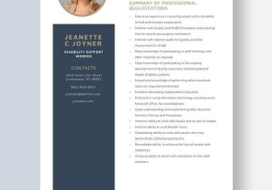 Resume Samples for Developmental Disability Professional Free Free Disability Support Worker Resume Template – Word …