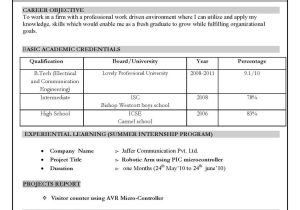 Resume Samples for Ece Engineers Freshers Sample Resume for Be Ece Passed Candidates – 2022 2023 Eduvark