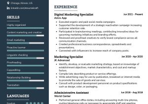 Resume Samples for Experienced Professionals In Marketing Digital Marketing Specialist Cv Sample 2022 Writing Tips …