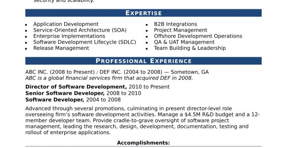 Resume Samples for Experienced software Professionals Sample Resume for An Experienced It Developer Monster.com