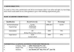 Resume Samples for Freshers Engineers India CalamÃ©o – Samples Resume for Freshers Engineers Pdf