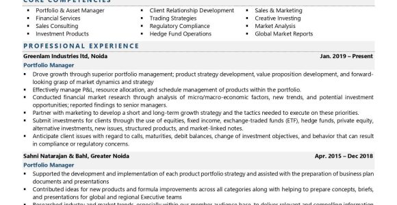 Resume Samples for Hedge Fund Operations Portfolio / asset Manager Resume Examples & Template (with Job …