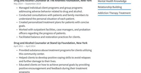 Resume Samples for Mental Health Counselors Drug and Alcohol Counselor Resume Examples & Writing Tips 2021 (free
