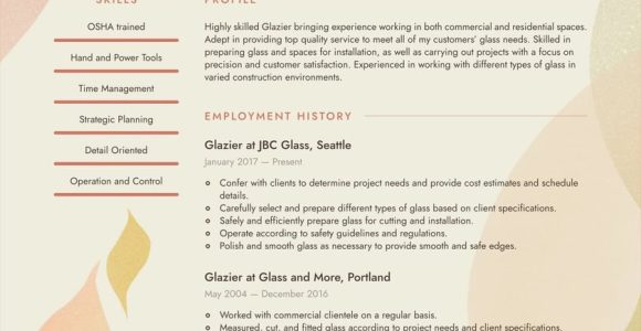 Resume Samples Glass and Window Worker Glazier Resume Examples & Writing Tips 2022 (free Guide) Â· Resume.io