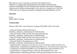 Resume Samples It Working Knowledge Of Active Directory Active Directory Resume Sample Pdf Windows 2000 Active Directory
